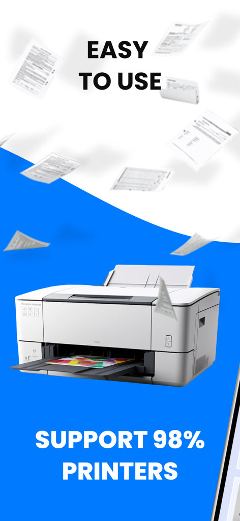 AI Smart Printer & Scanner App - AI Smart Printer app display showing ease of use and support for 98 percent of printers