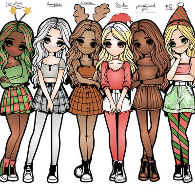 a group of girls realistic