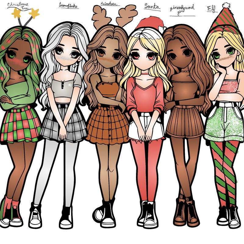 a group of girls realistic