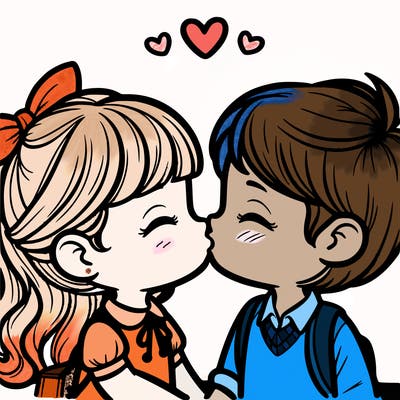boy and girl kissing