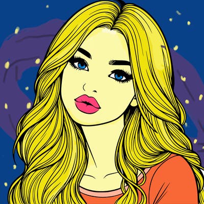 realistic girl with hair on her hair and lips