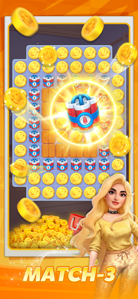 Yalla Match - Vogue Star - Niveau de puzzle match-3 de Yalla Match Vogue Star avec des pièces d'or et des boosters explosifs