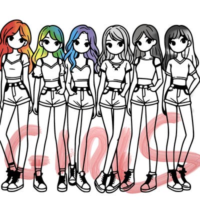 a group of girls wearing crop tops and shorts