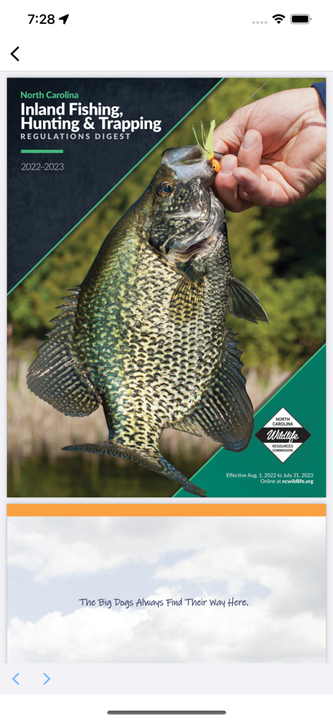 Cover of the North Carolina Inland Fishing Hunting and Trapping Regulations Digest featuring a crappie fish