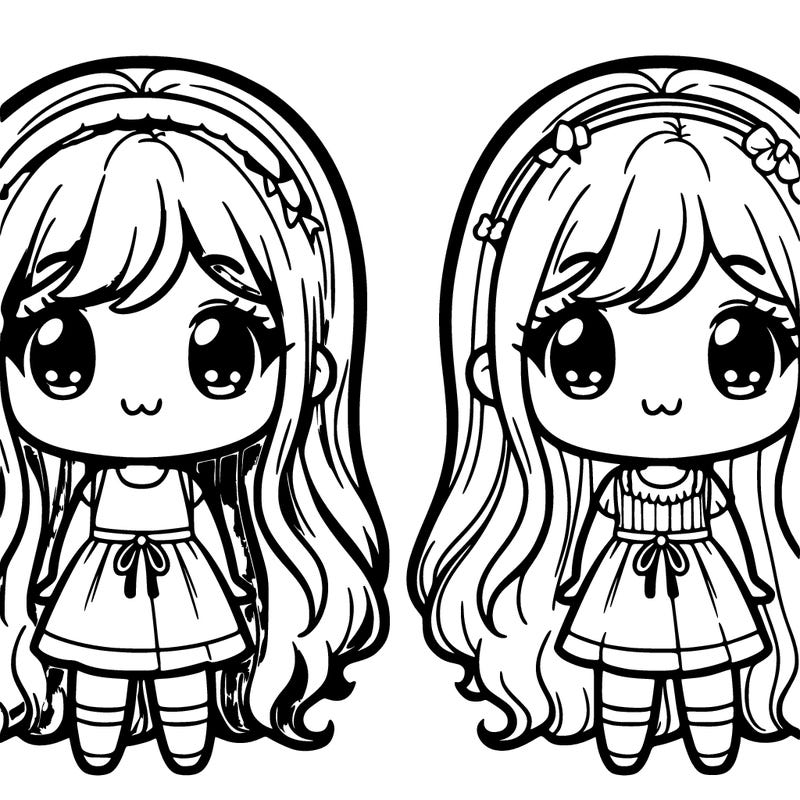 two cute sisters with long hair