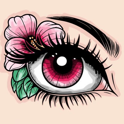 realistic eye with flower