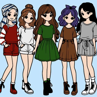 a group of five girls