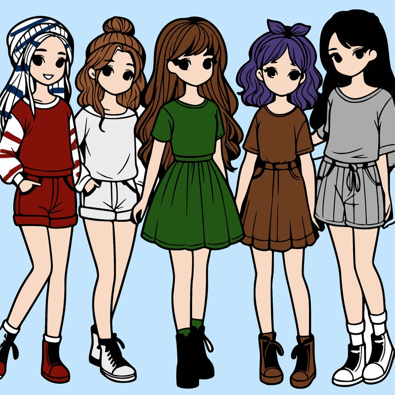 a group of five girls