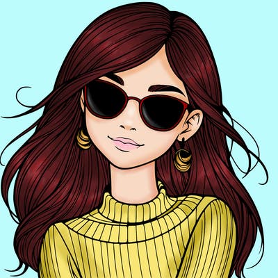 realistic girl with glasses