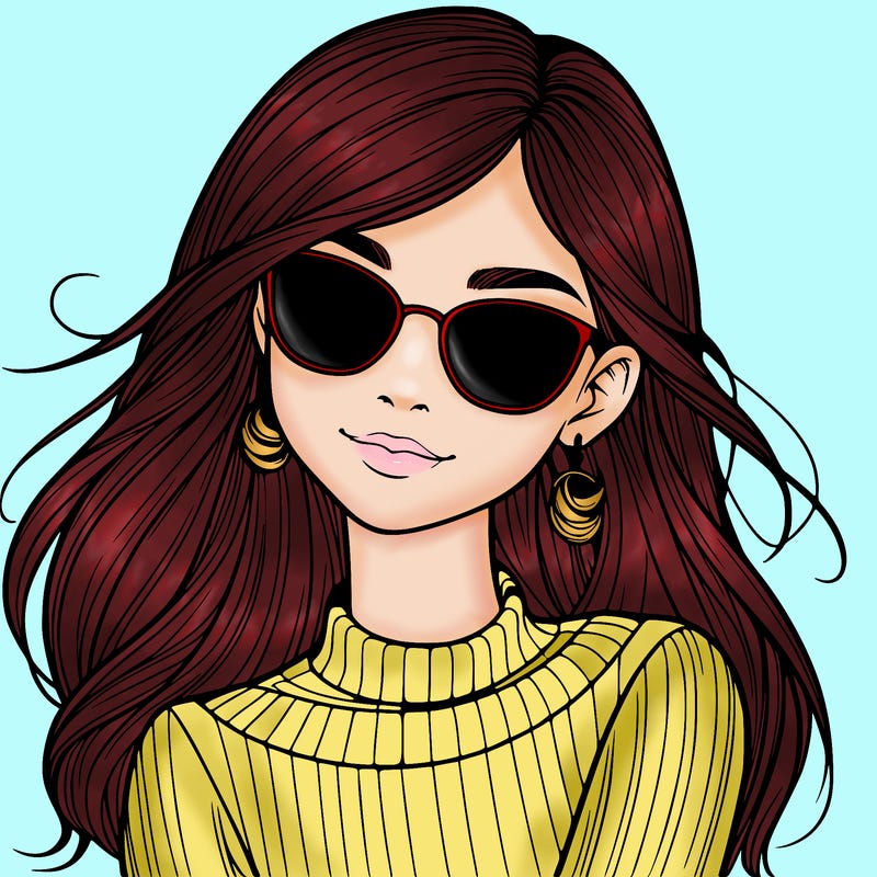 realistic girl with glasses