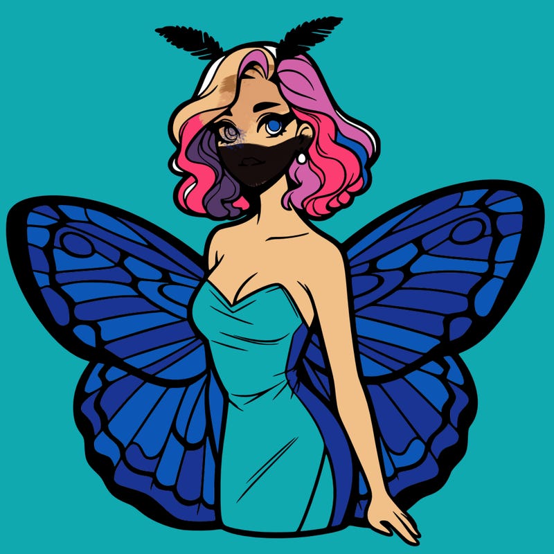 woman with moth wings