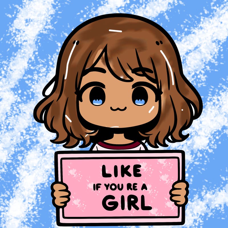 a cute girl holding a sign that says like if you’re a girl