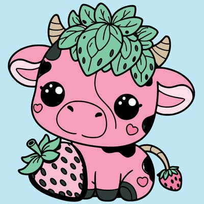 cute strawberry cow