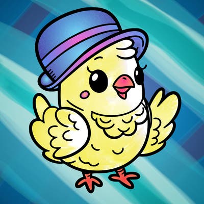 chicken with a cute hat