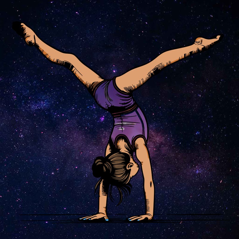 realistic gymnastic hand stand girl in four splits