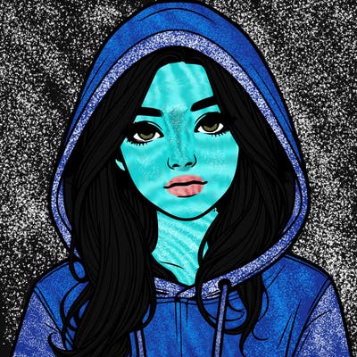 realistic girl with a hoodie