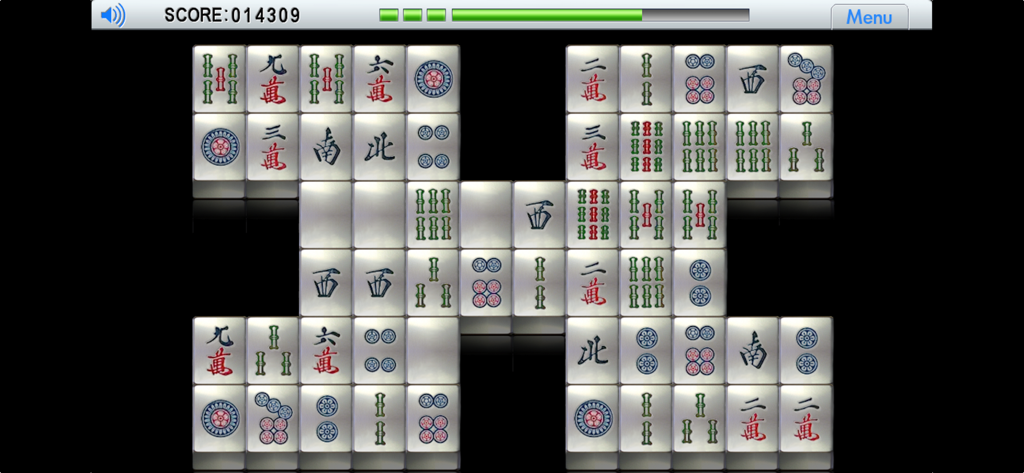 Shisen-Sho - Screenshot di gioco del puzzle di abbinamento tessere Mahjong Shisen Sho.