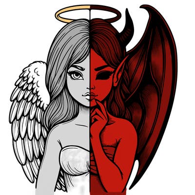 realistic angel half demon