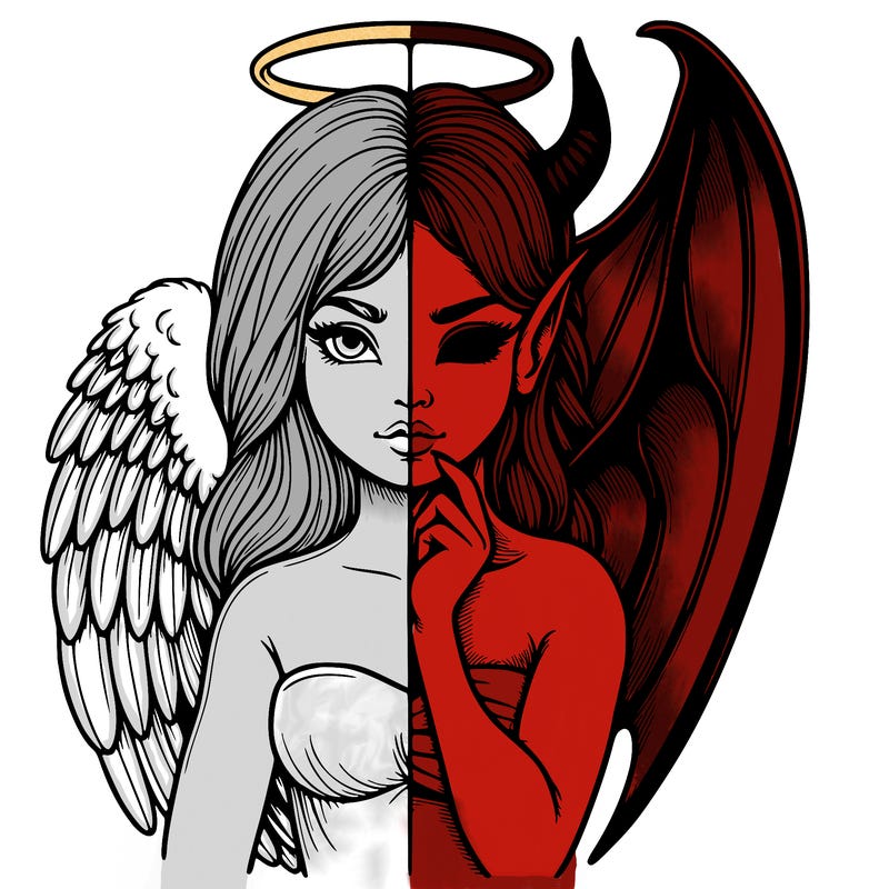 realistic angel half demon