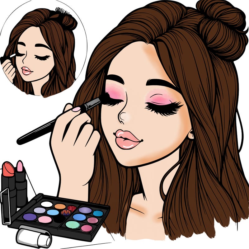 realistic girl doing makeup