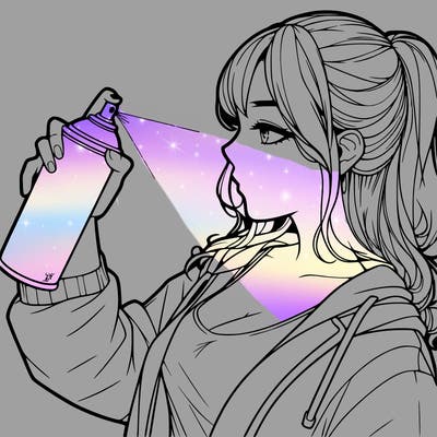 a realistic girl spray, painting