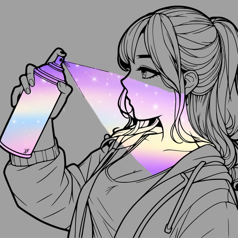 a realistic girl spray, painting