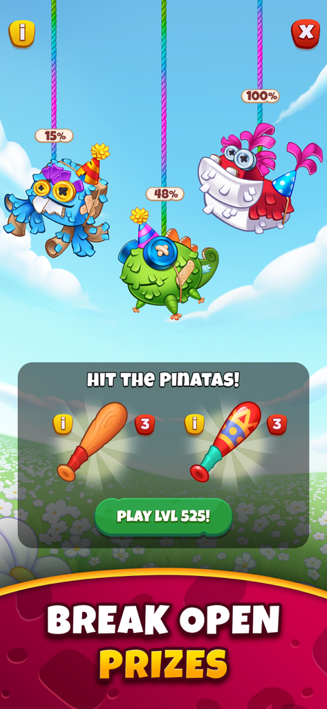 Best Fiends game event where players hit character pinatas to break open prizes