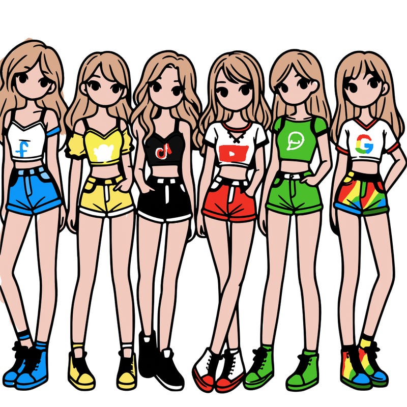 a group of girls wearing crop tops and shorts
