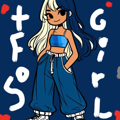 girl in crop top and baggy pants