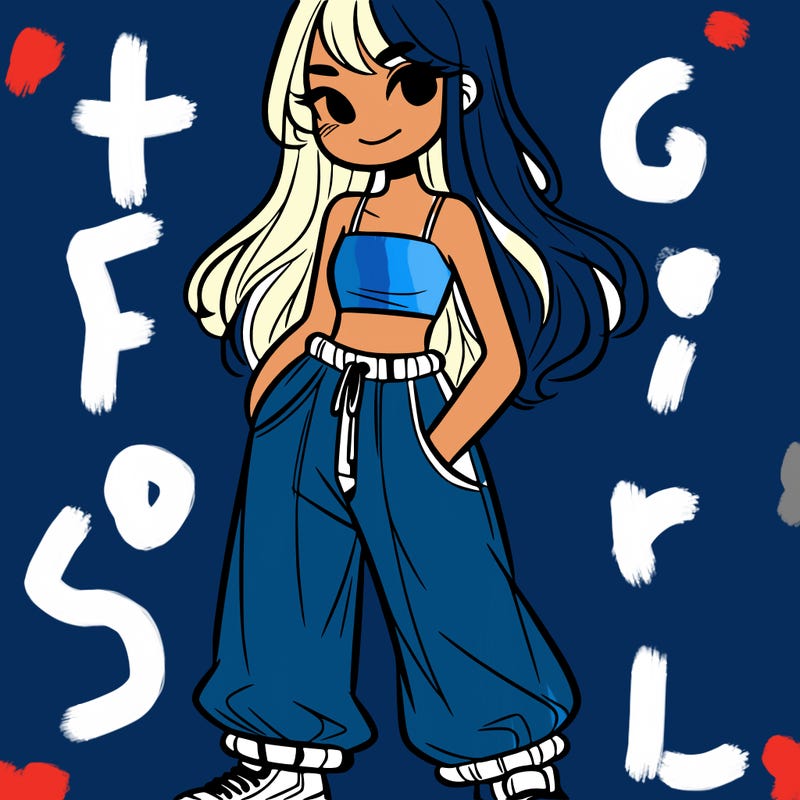 girl in crop top and baggy pants