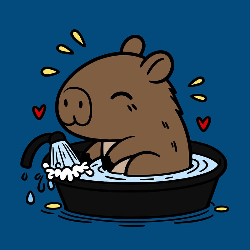 capybara taking a bath