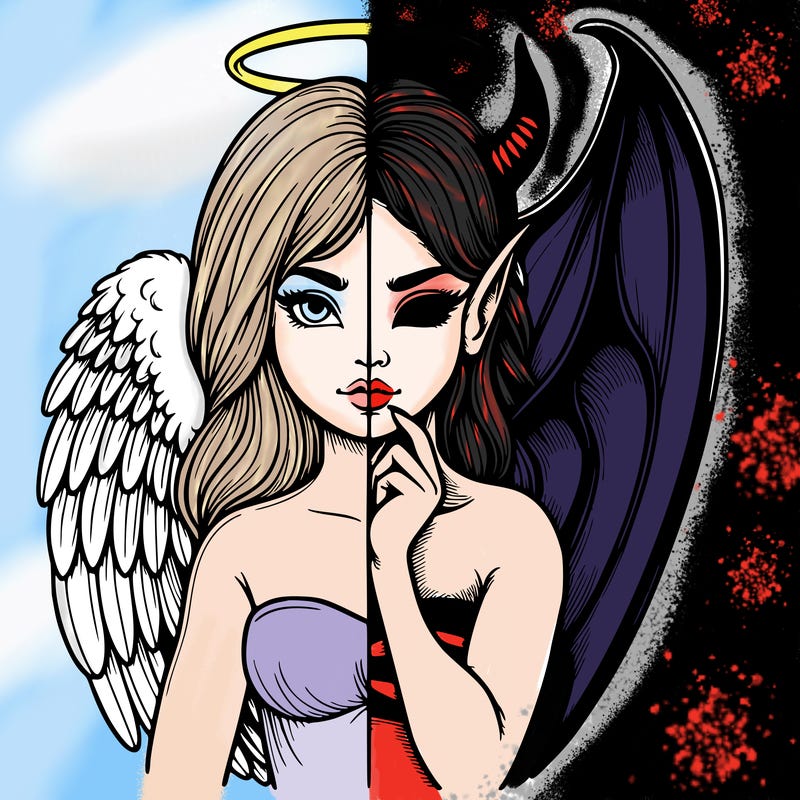 realistic angel half demon