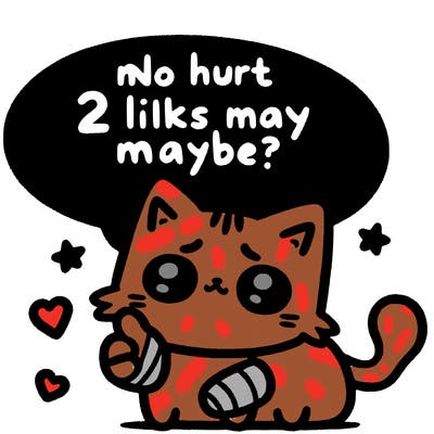 cute cat thats been hurt saiying 2 likes maybe