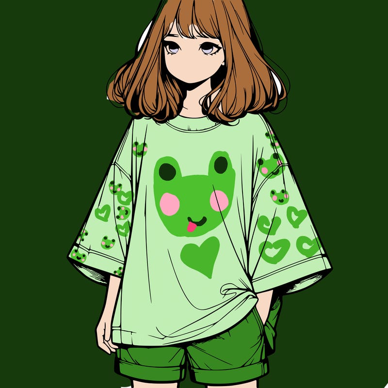 realistic girl with big t shirt and shorts