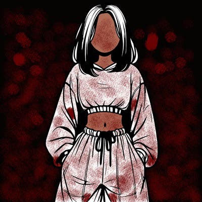 realistic girl faceless with baggy pants and a crop top