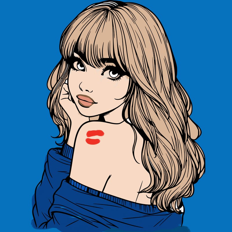 realistic girl with bangs looking over her shoulder