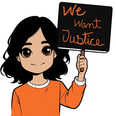 realistic girl holding up a sign