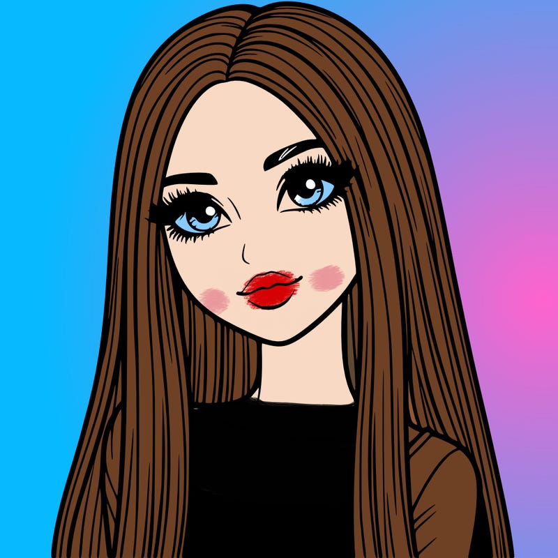 realistic girl with straight and long hair