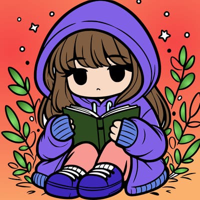 girl in oversized hoodie reading a book