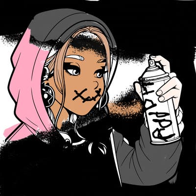 a realistic girl, spray painting