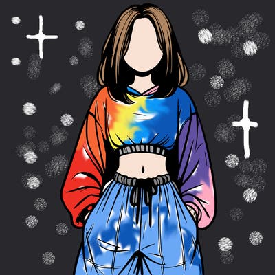 realistic girl faceless with baggy pants and a crop top