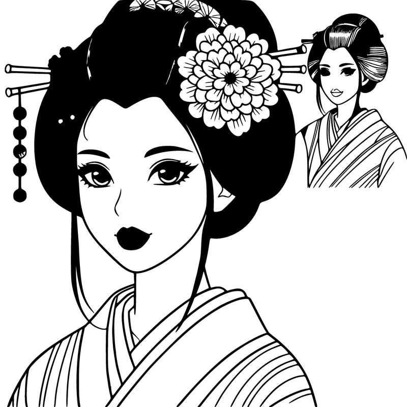 realistic beautiful geisha wearing a hikizuri