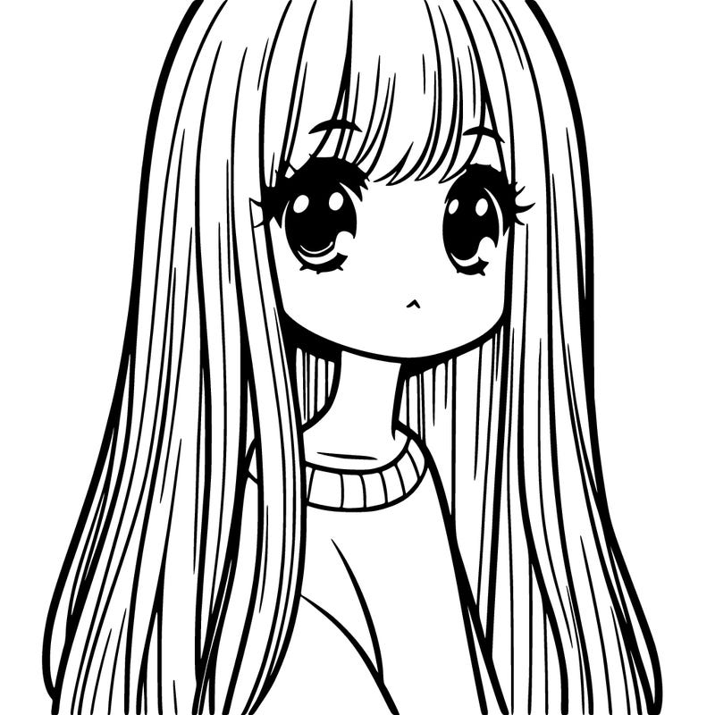 girl with long, straight, manga hair