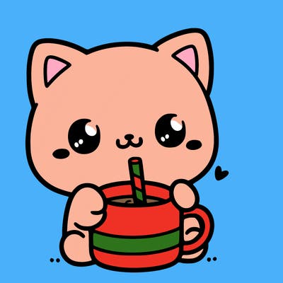 cute cat drinking hot chocolate