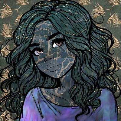 realistic girl with wavy hair on her hair