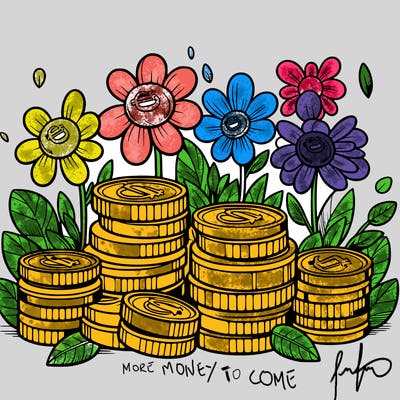 coins in flowers