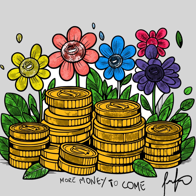coins in flowers