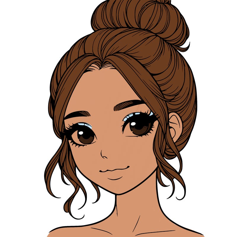 realistic pretty girl with hair in bun