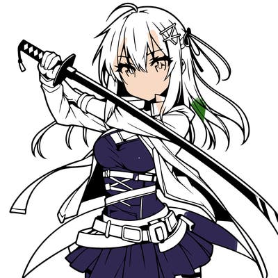 anime girl with sword in cool pose