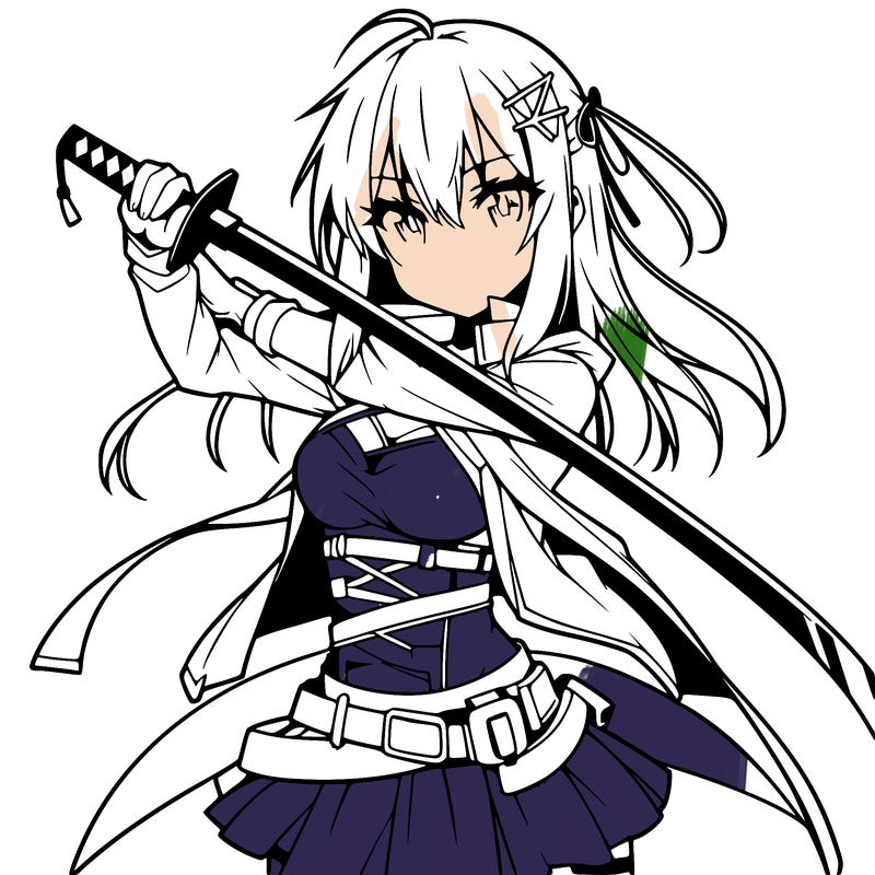 anime girl with sword in cool pose